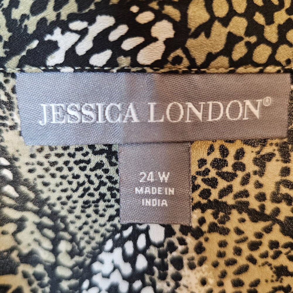 Jessica London, Plus Size 24W, Snake Print, V-neck With Collar, Blouse - Picture 3 of 10